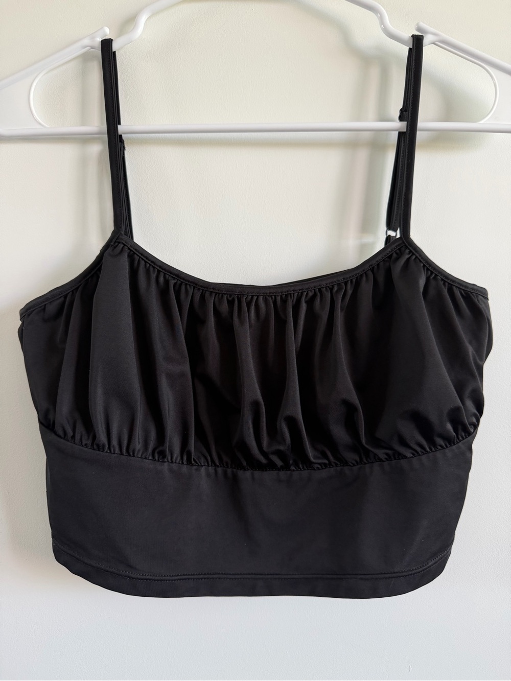 Divided Black Crop Top with Spaghetti Straps